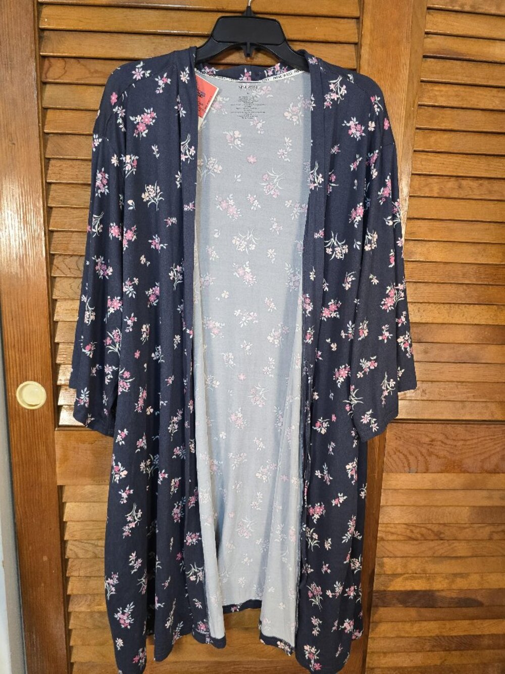 Nine West Multi Blossom Floral Jersey Knit Kimono Robe Plus Size 2X NWOT